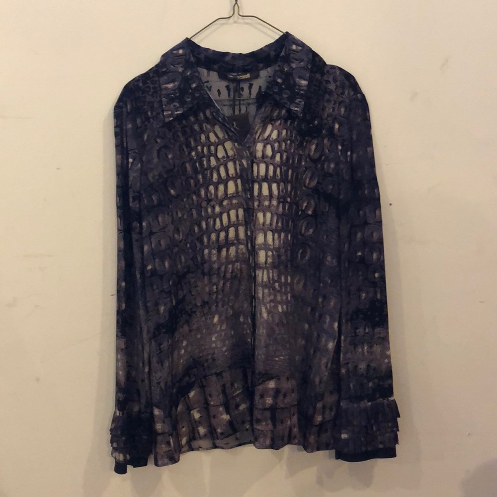 Rogert Cavalli button down printed blouse.